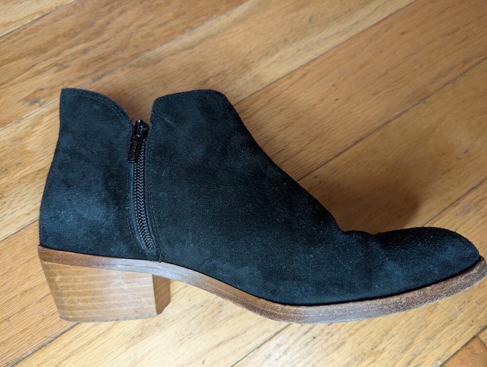Vero Cuoio Women's Black Suede Ankle Boots Block Heel Made in Italy Size 9